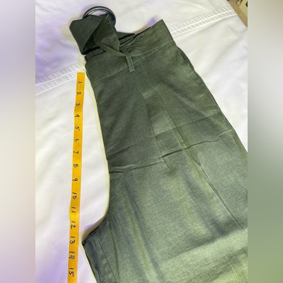 INC International Concepts Olive green belted Linen blend wide leg pants size M - Picture 8 of 13